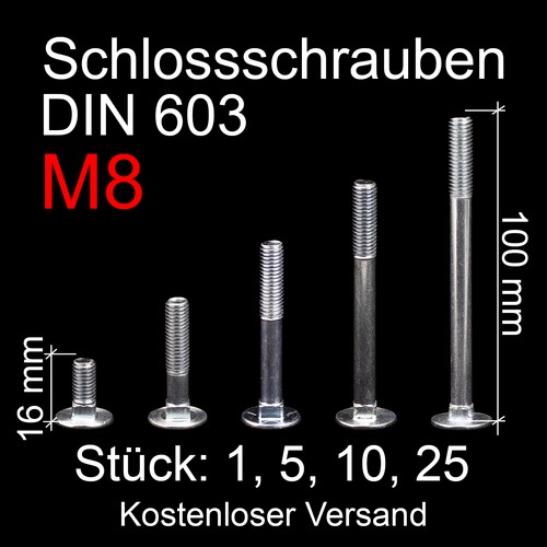 Schlossschrauben verzinkt - m8,