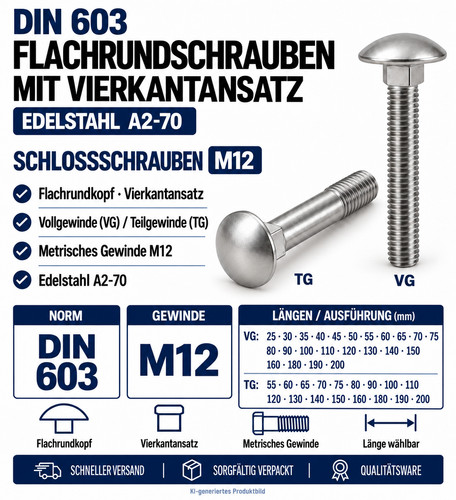 Schlossschrauben din 603 - din, m12