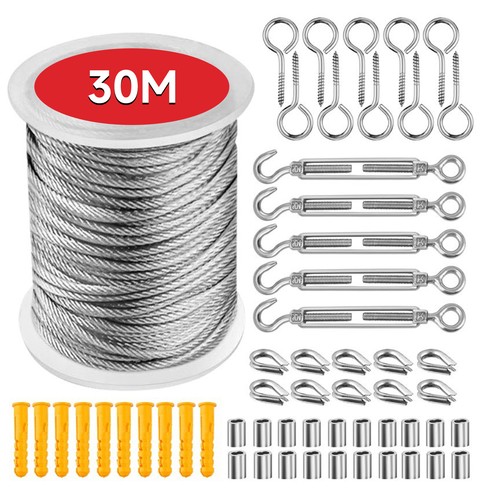 30m drahtseil set - set, edelstahl